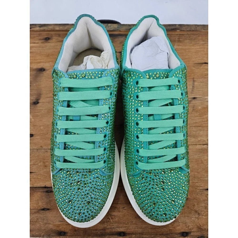 New J75 by Jump Slick Sneakers Mens US 8 Green Rhinestones